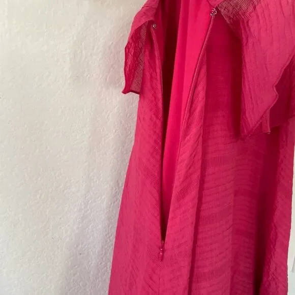 CLUB MONACO Tiered Maxi Dress spaghetti straps neck slip pink rose layered dress - Picture 7 of 9